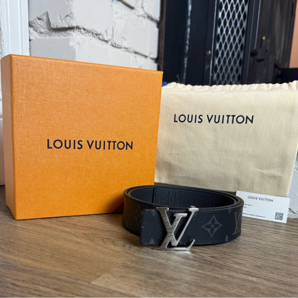 Authentic Louis Vuitton Monogram Belt Gray